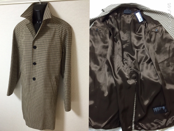 極美品 PRADA ロングコート 48 Lサイズ グレンチェック 【215】 新品タグ付 プラダ チェックロングコート 48 参考24万 伊購入 【公式通販】
