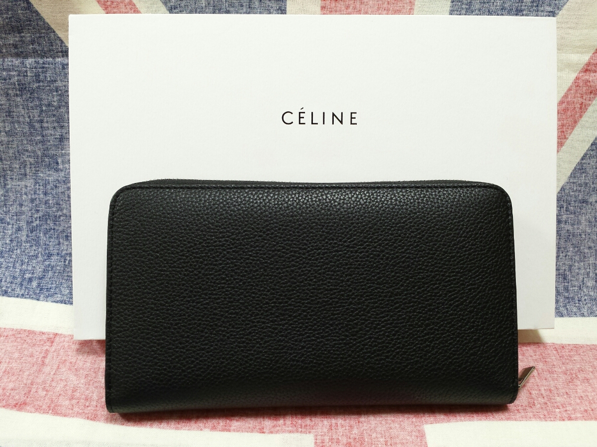 セリーヌ ラウンドファスナーウォレット 長財布 ブラック×イエロー バイカラー★CELINE MADE IN ITALY 未使用　美品