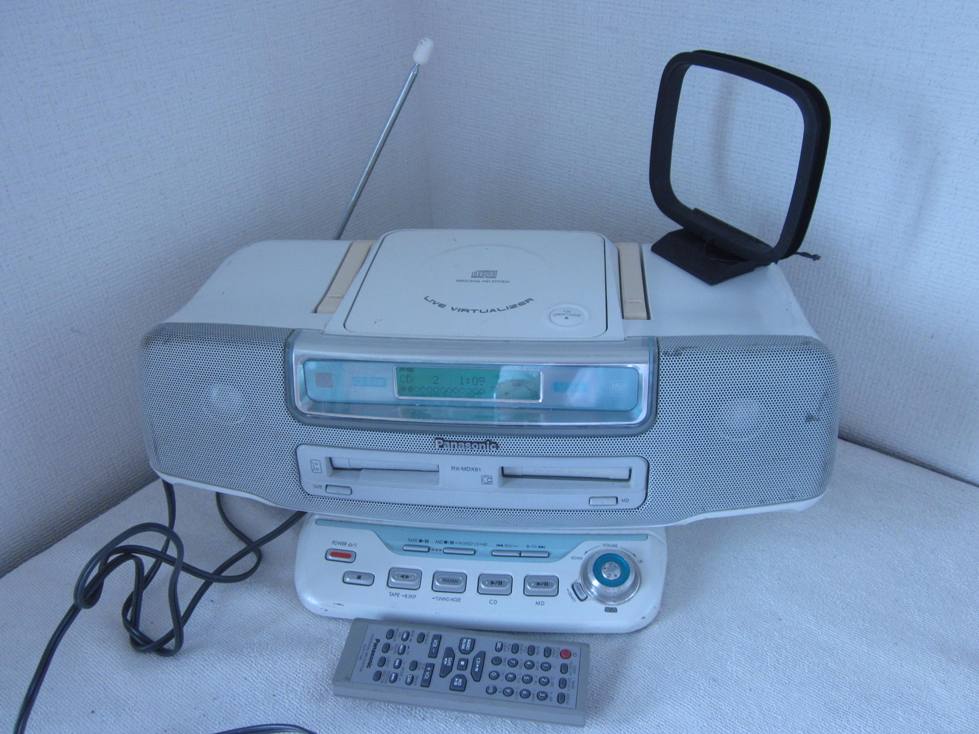 Panasonic CD/MDラジカセ RX-MDX81 純正リモコン、AMアンテナなど付き