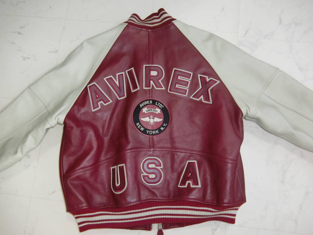 AVIREX AVIREX アヴィレックス レザースタジャン バーガンディ サイズ