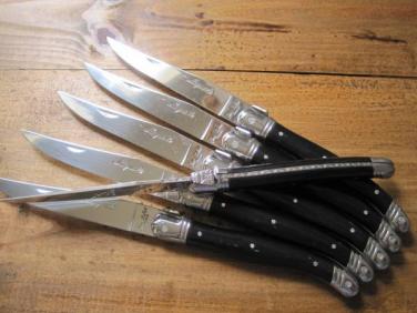 【新品】Laguioleラギオール ステンレステーブルナイフ 6本セット 仏 2.5mm幅ステンレス Laguioleラギオールテーブルナイフ 黒色 6本