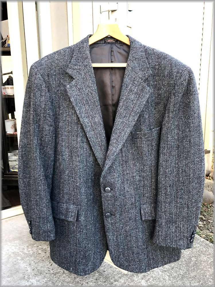 ★状態良好　USA製　ハリスツイードジャケット　アメリカ買い付け　KAUFMANS★検ウールコートビンテージヘリンボーン Lサイズ テーラードジャケット、ブレザー