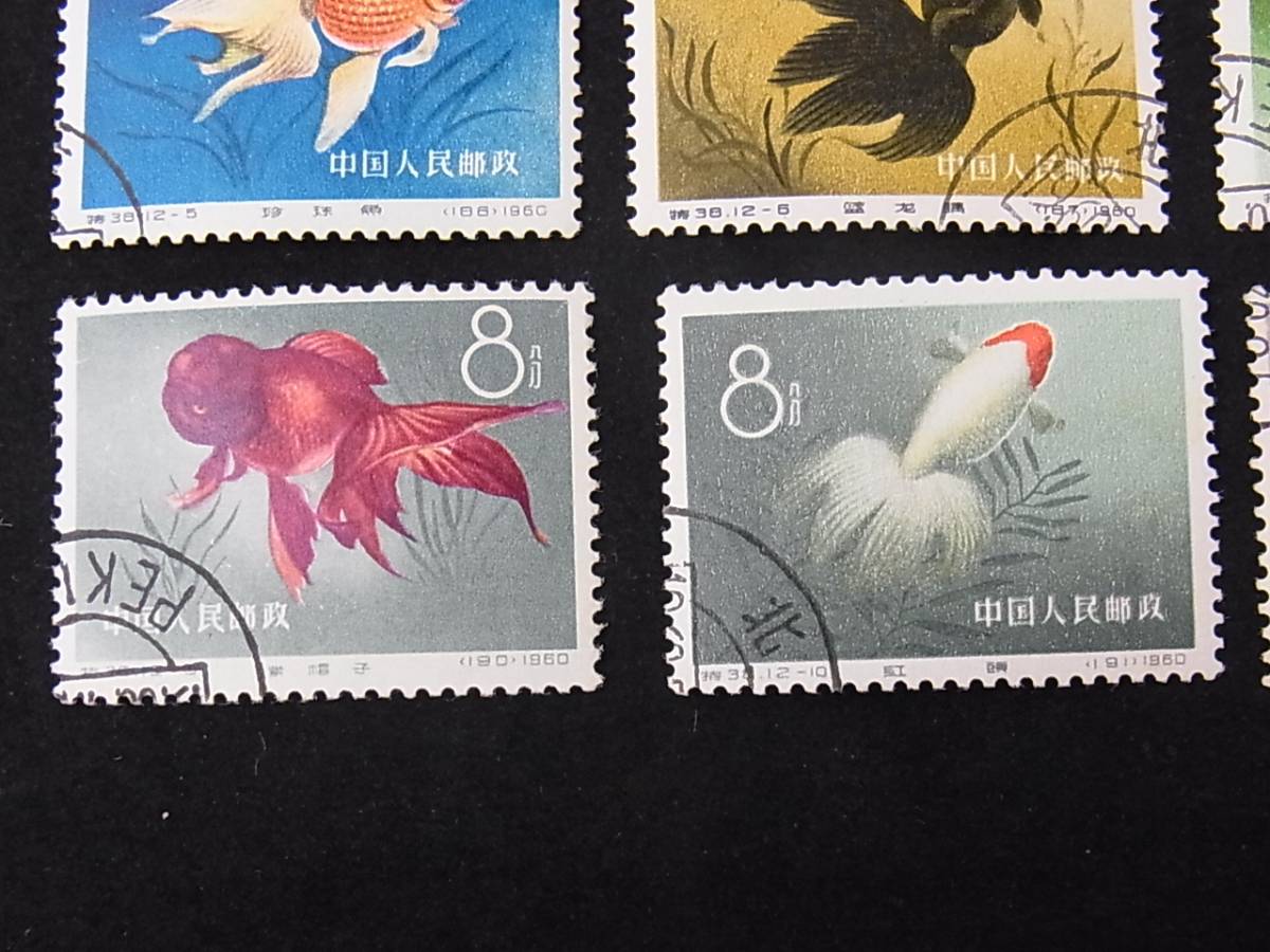 91125H4-0117H-00051□中国切手□1960年 特38 金魚シリーズ 12種完