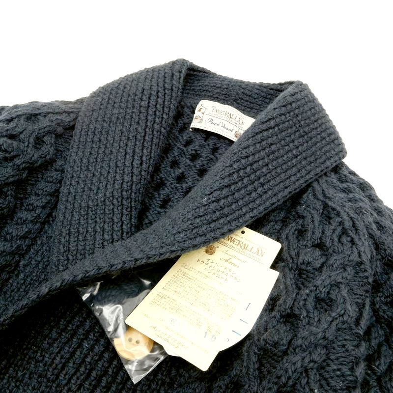 即決 送料無料 インバーアラン 茶タグ 4A アランニット カーディガン