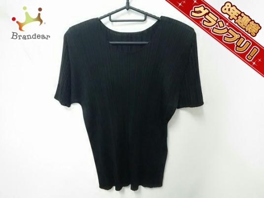 プリーツプリーズ PLEATS PLEASE トップス 半袖Tシャツ 黒 レディース プリーツ 美品
