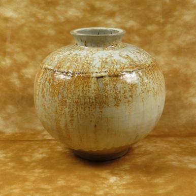 萩焼窯元 唐泊山 喜村皓司 萩焼 窯変壷 共箱付 花瓶 花器 記念品(花器