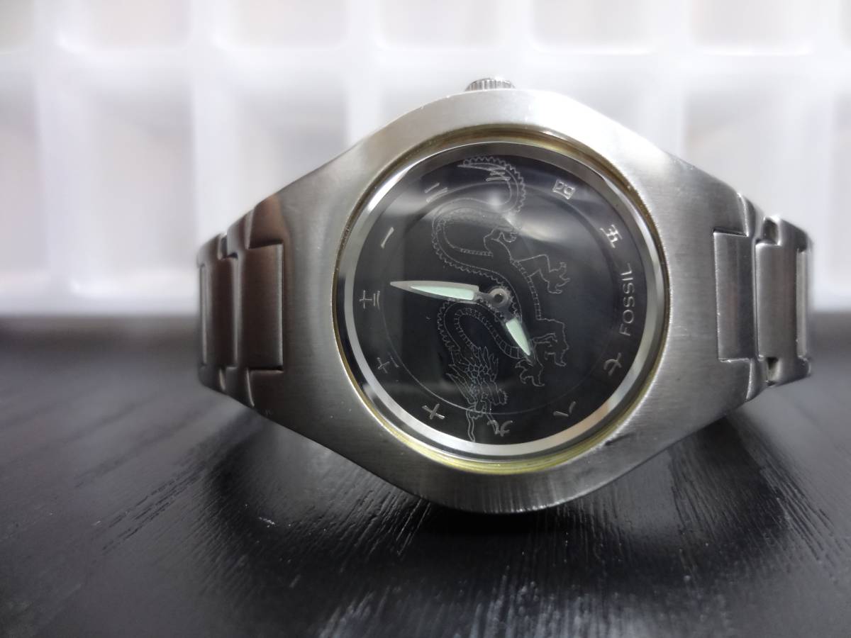 FOSSIL BIGTIC ドラゴン腕時計JR-7998・フォッシル・ジャンク品 ▽▽FOSSIL BIG TIC フォッシル アナデジ 腕時計 JR-7998 ジャンク
