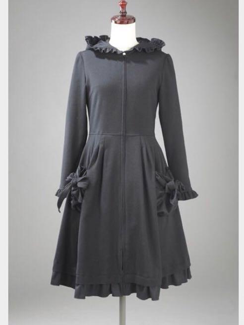 ケイガーデン☆42984円！上品可愛いリボンポケットフロントジップパーカーコートワンピース美品