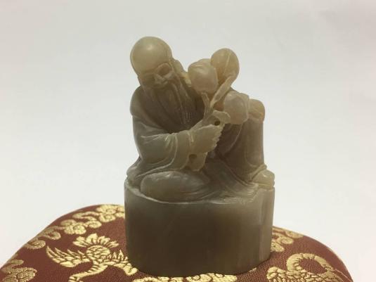 中国美術】彫刻石 玉石 寿老人 印章印材 箱有り 88g 定形外340円