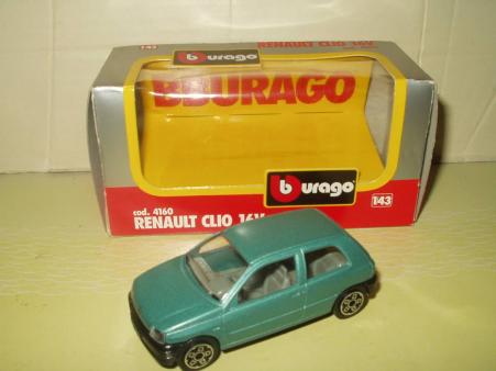 Bburago 1/43 Renault Clio 16V – Couleur Rare Blanche/bleu Clair – NEUF