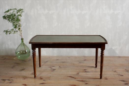 英国アンティーク◇古木コーヒーテーブル/ローテーブル/革机/レザー