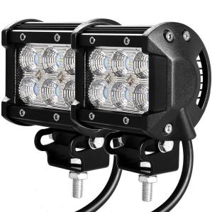 LED ワークライト 広角タイプ 60度 18W CREE製 作業灯 フラッドライト 6発 12V-24V対応 汎用 車外灯 農業機械 4インチ 角形 6000K 2個_1