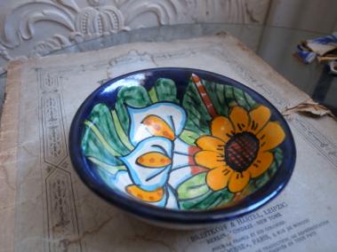 ビンテージメキシコ陶器ナッツボールハンドペイント_1