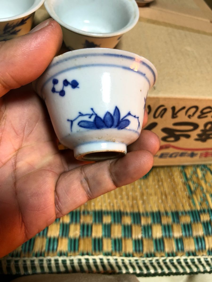 蔵出し屋 煎茶道具 古渡 亀寿 造 青華 龍紋 古染付 煎茶碗
