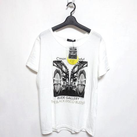 RUDE GALLERY 64501 THE BLACK DISCO BUSTERS C'mon Everyday ラジカセ プリント 半袖 Tシャツ 白 4 新品 定価6，825円 ルードギャラリー
