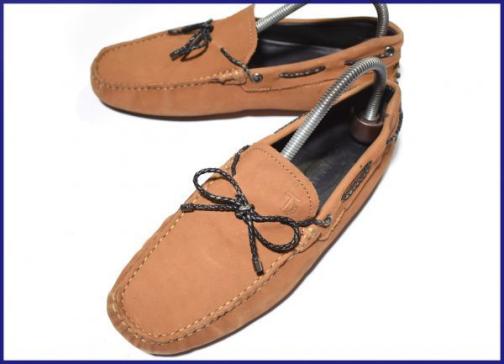 イタリア名門☆TOD'Sトッズ☆ヌバック加工/本革デッキシューズ24.5茶