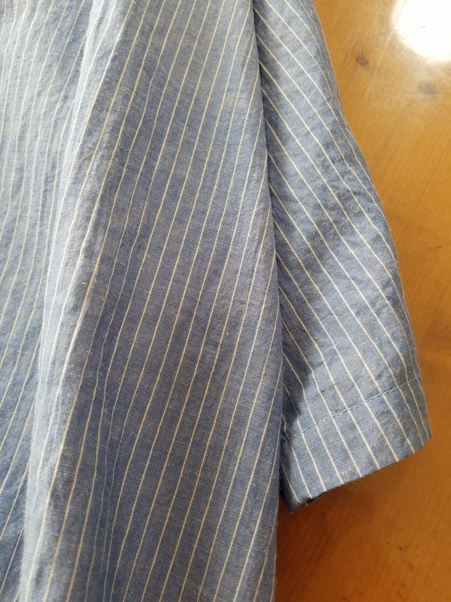 ハンドメイド::花刺繍×ストライプ*チュニック丈op イベントセール レディース 大人 ブラック リネン 綿