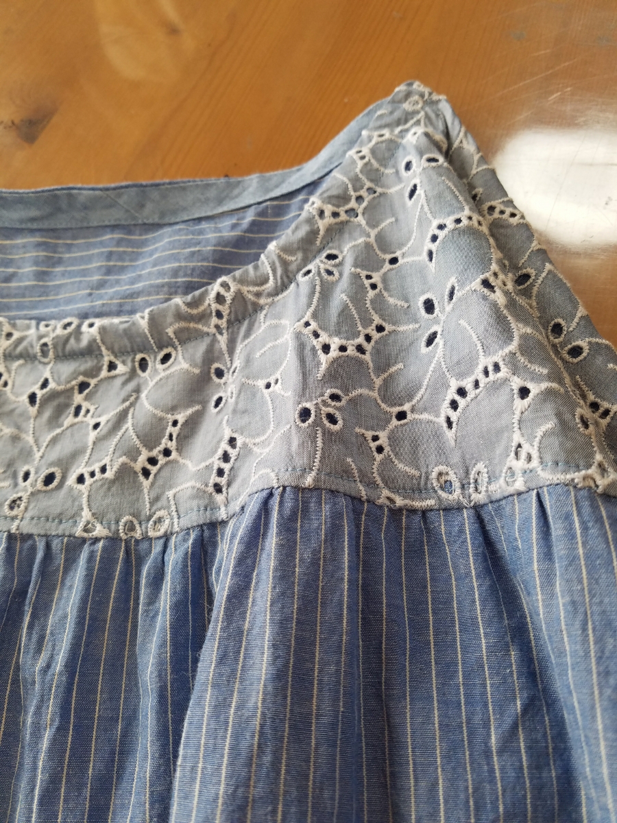 ハンドメイド::花刺繍×ストライプ*チュニック丈op イベントセール レディース 大人 ブラック リネン 綿