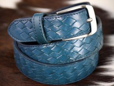 スタイリスト セレクト◆FB02-10 本革 イントレチャート Leather ベルト #オールレザー ブルー　