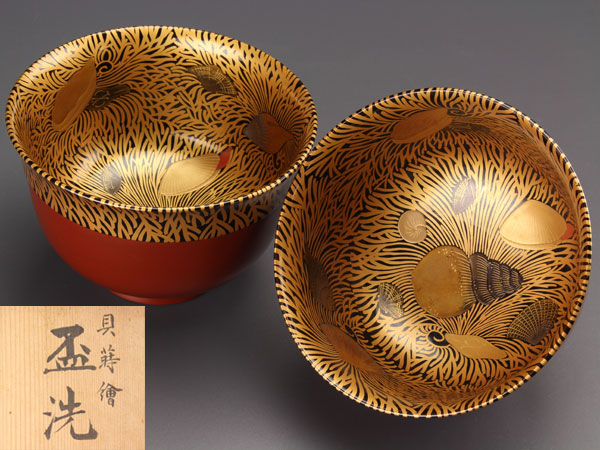 茶道具 箸洗 川瀬表完・春秋蒔絵 5客・共箱／茶道具・小吸物 懐石道具 