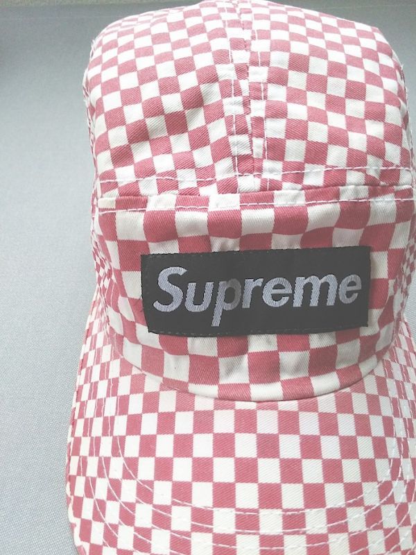 稀少/Supreme シュプリーム CAP 帽子 キャップ チェック柄 白赤 USA製