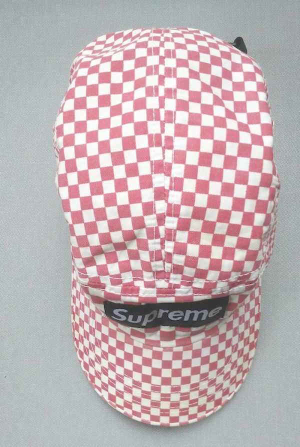 稀少/Supreme シュプリーム CAP 帽子 キャップ チェック柄 白赤 USA製