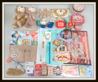 TDS☆ダッフィー シェリーメイ グッズセット/ぬいぐるみポーチ/ピンバッジ/タオル/マスコット/ポストカード他【10