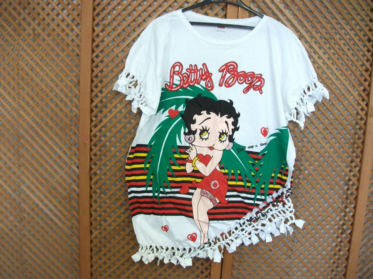 Betty Boop ベティーブープ ベティーちゃん柄tシャツワンピース フリンジ風 白ホワイト Lサイズ 売買されたオークション情報 Yahooの商品情報をアーカイブ公開 オークファン Aucfan Com