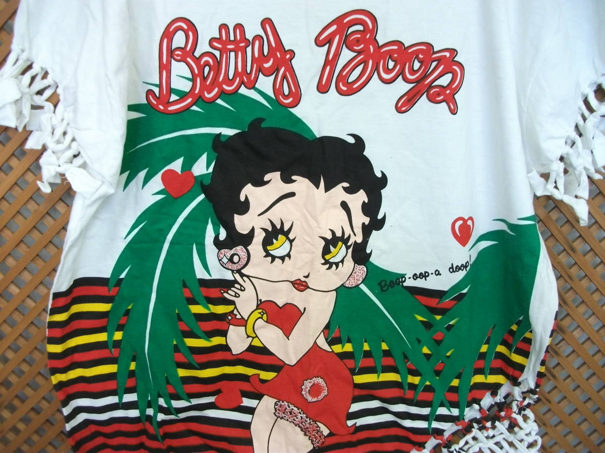 Betty Boop ベティーブープ ベティーちゃん柄tシャツワンピース フリンジ風 白ホワイト Lサイズ 売買されたオークション情報 Yahooの商品情報をアーカイブ公開 オークファン Aucfan Com