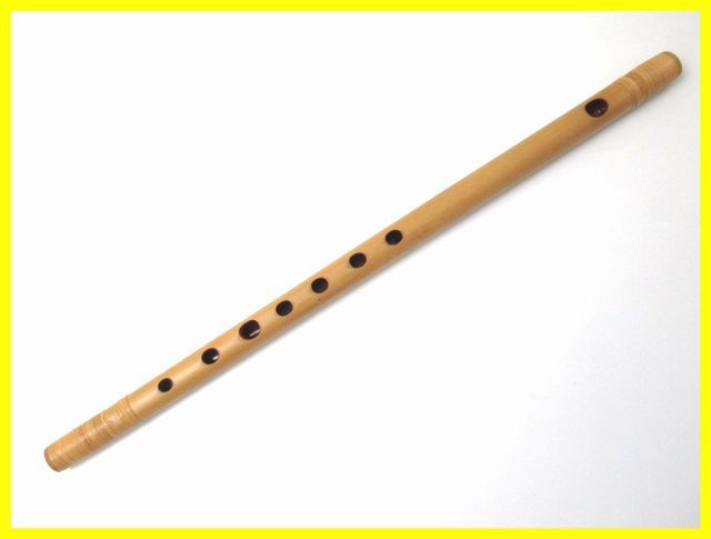 84627★伝統和楽器 篠笛 蜻蛉 唄用六本/七穴 全長約44.3cm/横笛/保管袋付き