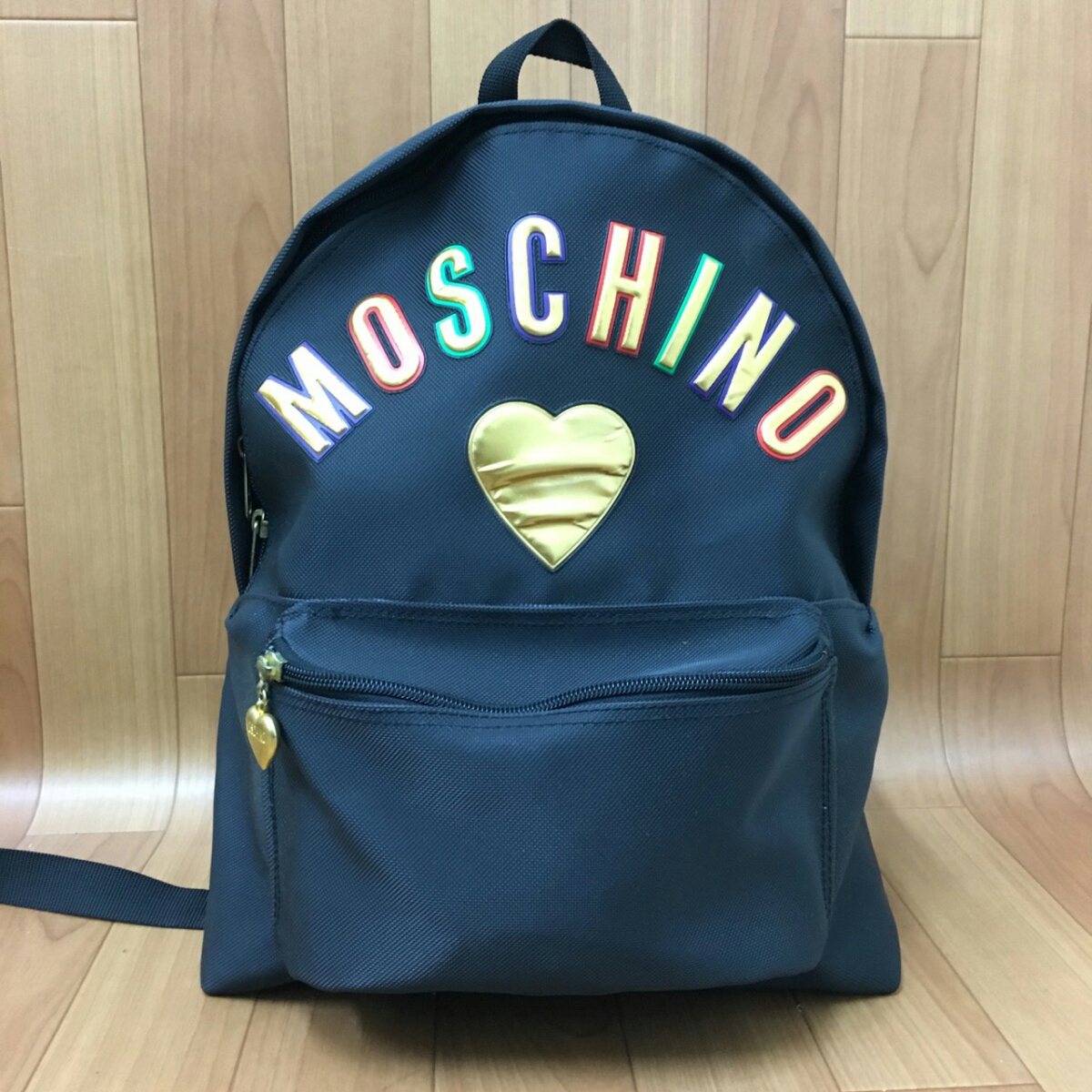 ◇MOSCHINO モスキーノ ロゴプリント リュックサック デイパック 黒 