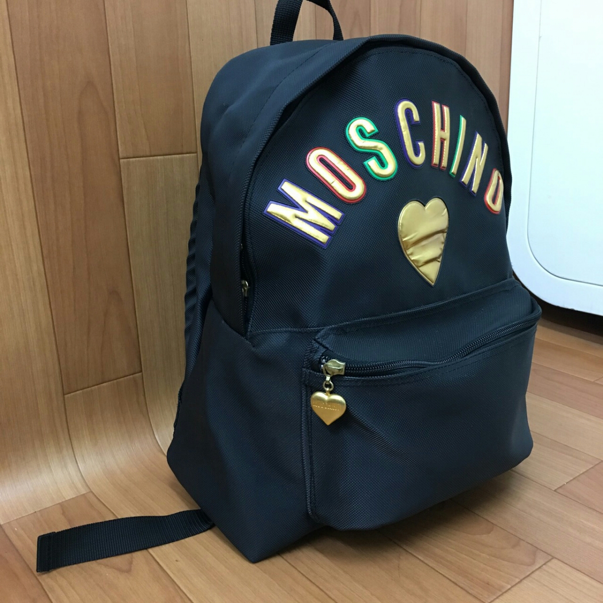 5-45 オススメ MOSCHINO モスキーノ PVCレザー系 メッシュ デカロゴ 