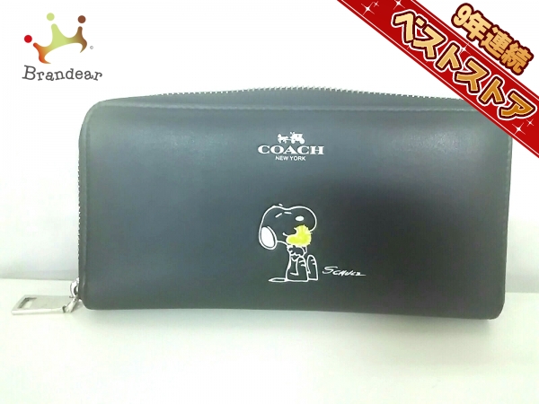 コーチ COACH 財布 長財布 レザー 黒 F53773 スヌーピー 