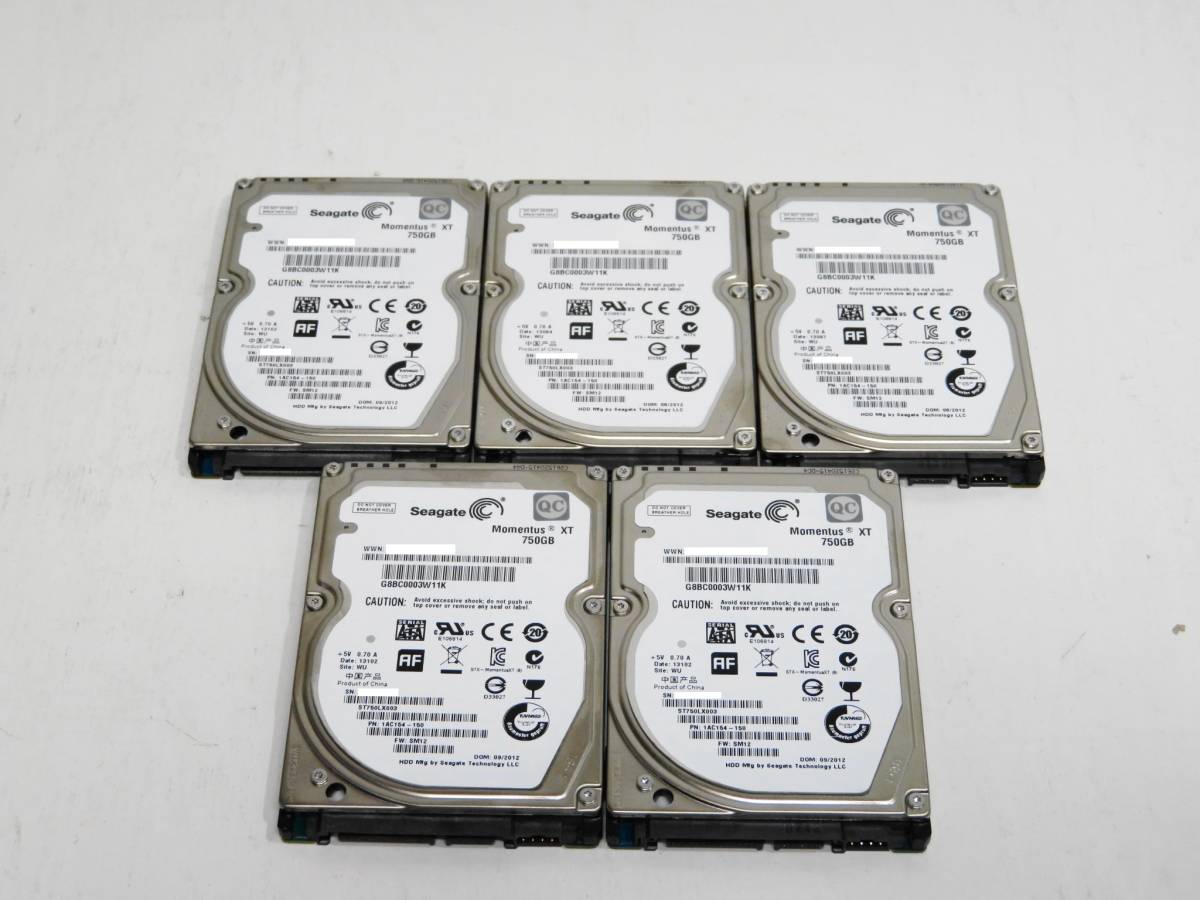 ○5台セット SEAGATE Momentus XT SATA 750GB 2.5インチ 完全動作品
