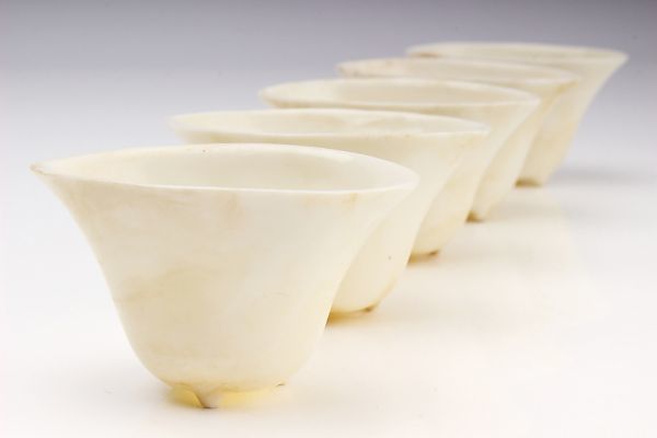 白南京 」 煎茶碗 五客 木箱付 / 中国美術 白磁 茶器 煎茶道具 検索：