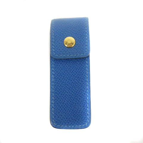 エルメス HERMES 印鑑 ガム リップ ケース レザー 青 ブルー ☆AA