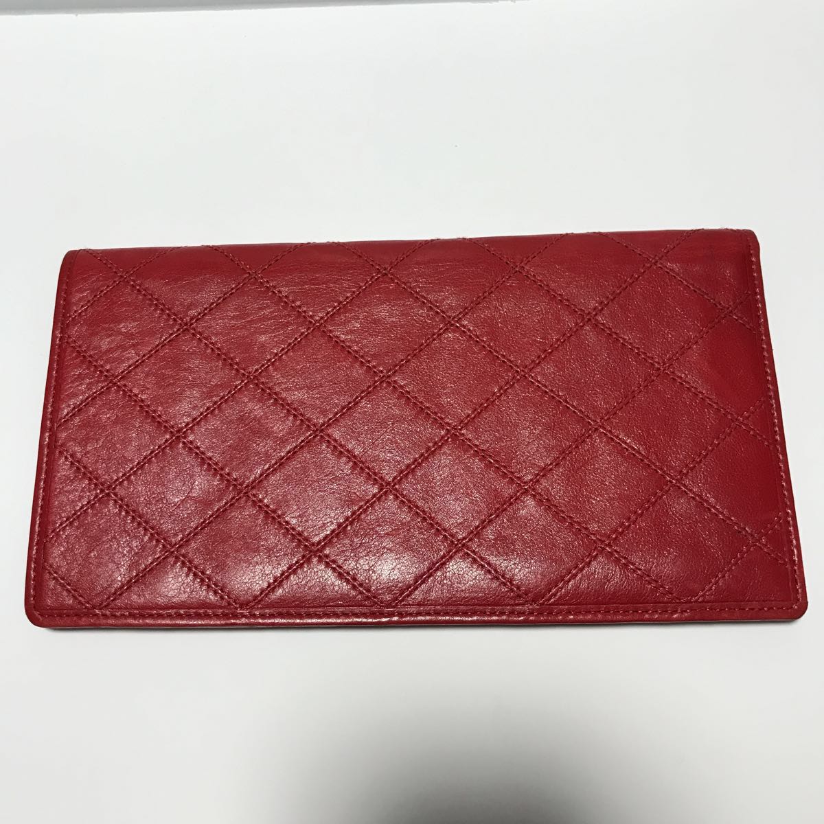 CHANEL シャネル ダブルステッチ 札入れ 長財布 レッド 赤 【公式通販】