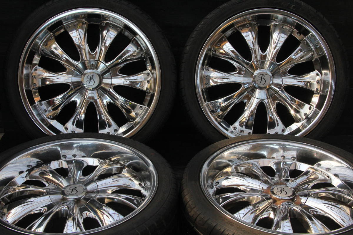 22×9J +28 5H 112 114.3 67mm 265/35R22 4本セット 深リム メッキ 欧州 