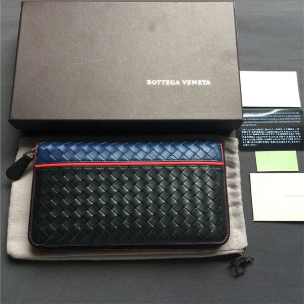 未使用品 BOTTEGA VENETA☆ボッテガヴェネタ 長財布 ブラックxブルー