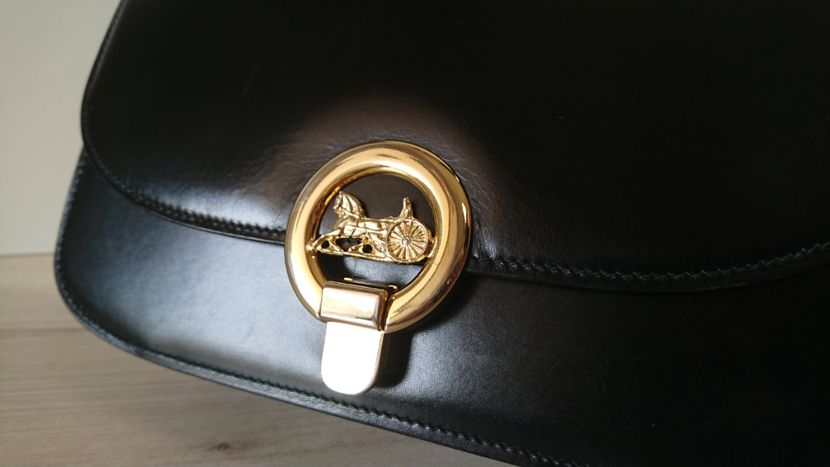 良品 セリーヌ ヴィンテージ レザー バッグ 馬車 CELINE ショルダー 