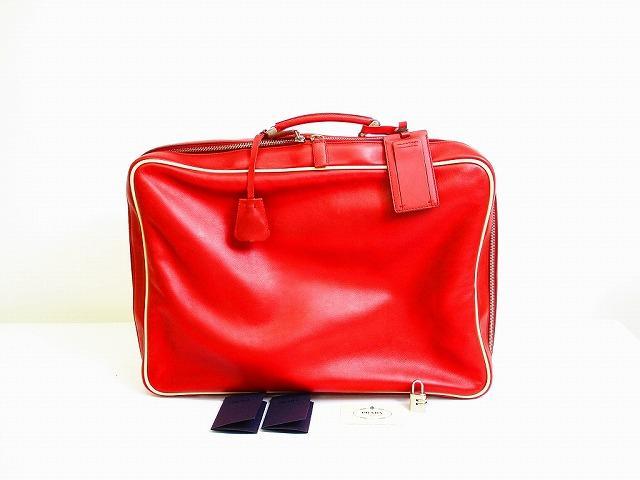 【レア】PRADA プラダ カーフレザー トラベルケース トランク スーツケース 旅行カバン メンズ レディース