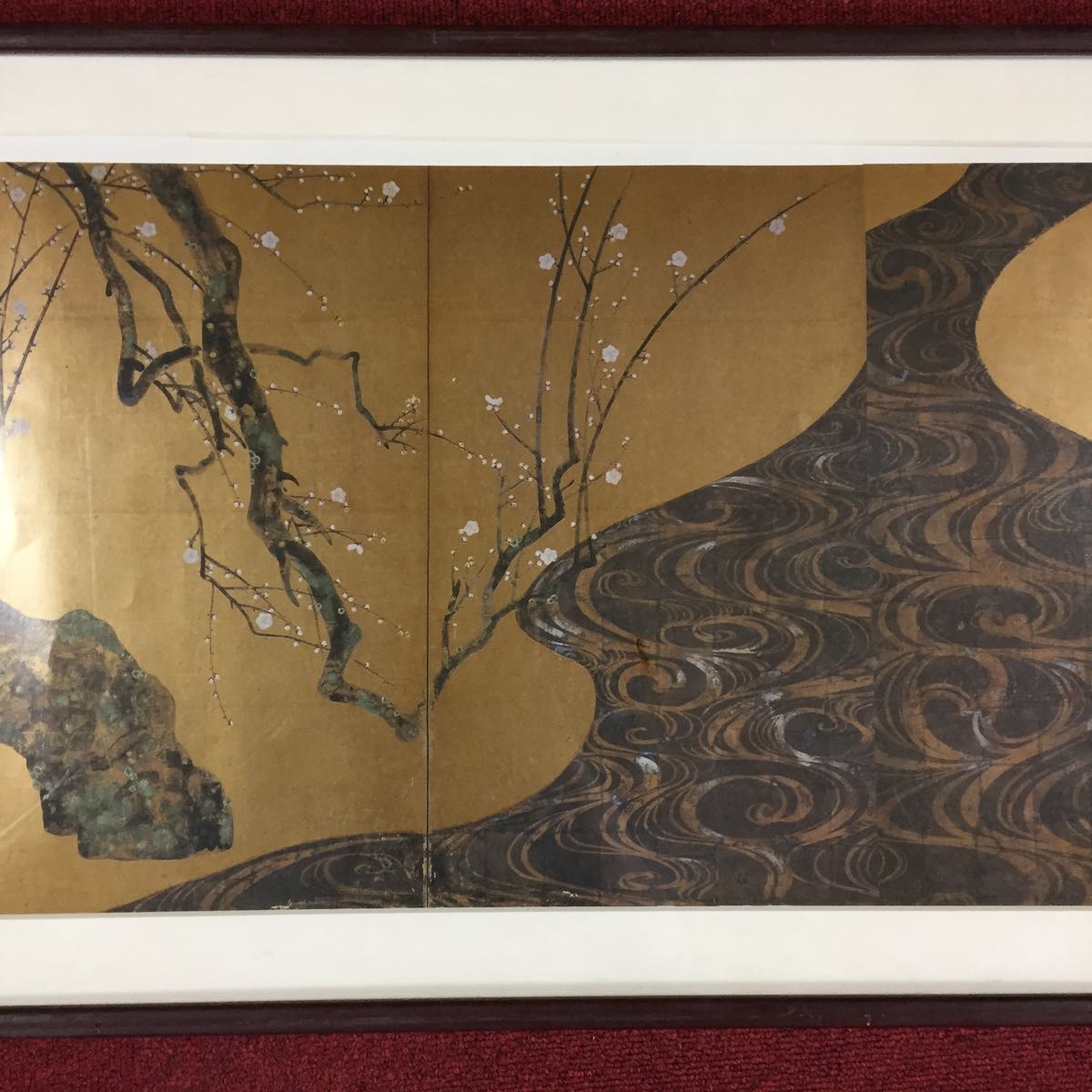 中古【同梱不可】B1443 絵画 紅白梅図 尾形光琳 大塚巧藝 欄間額 約82×41cm 和インテリア ポスター? 日本画 壁掛け 床飾り 茶道 長期保管_3
