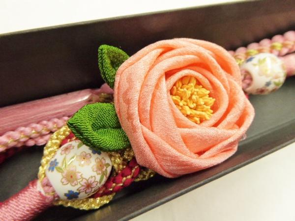 着物通オク夜☆ 最高級 振袖用 帯締め単品 椿つまみ七宝 983 振袖