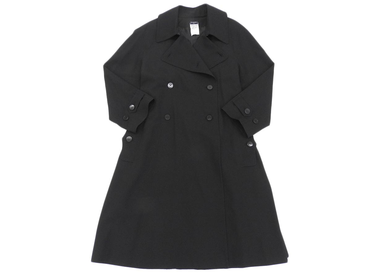美品【CHANEL シャネル】レディース トレンチコート 黒 ブラック 