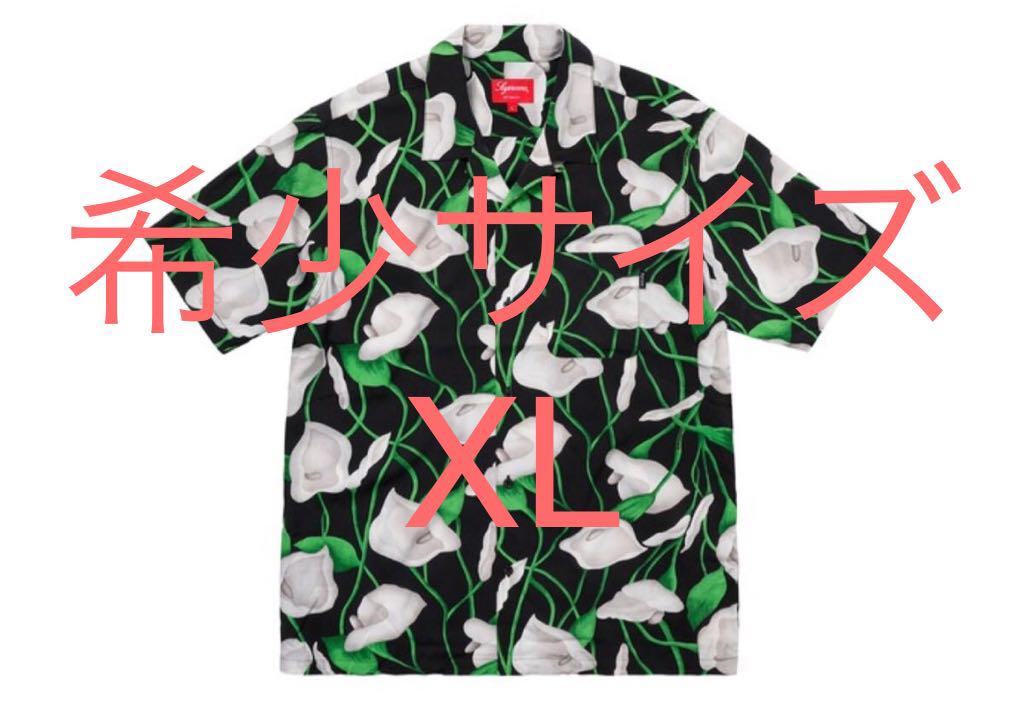 希少 XL Supreme Lily Rayon Shirt Black シュプリーム レイヨンシャツ