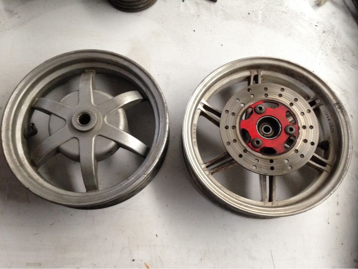 Yahoo!オークション JOG90.アクシス90にアルミホイール前後セット！3WF