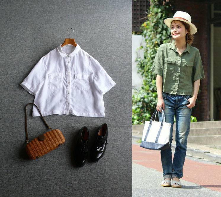 限定SALE，人気セール 1.9万 スピック&スパン 120% lino 麻100%のシャツ 40 ホワイト Spick&Span Noble 白 リネン(半袖シャツ)｜売買されたオークション情報、yahooの商品情報をアーカイブ公開 - オークファン トップス