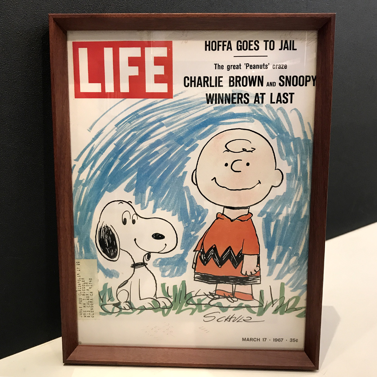 スヌーピー SNOOPY 1960年代 LIFE表紙 ポスター 額付 壁掛フレーム