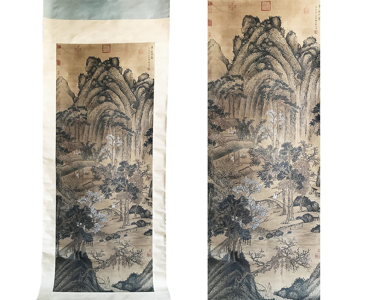 王翚 湖山春暖図 中堂掛け軸 中国山水画 宣紙 書画工芸 王翚 湖山春暖