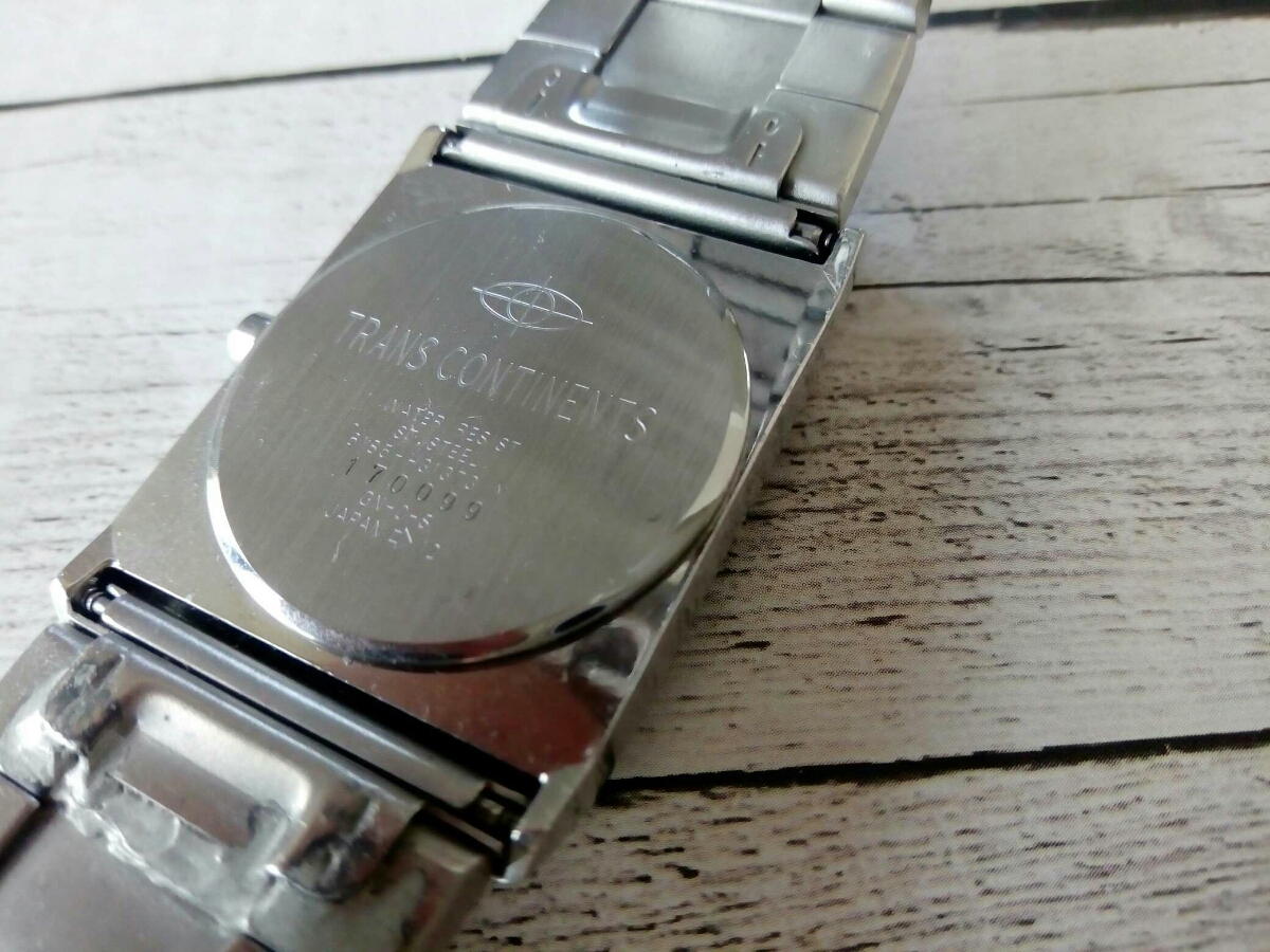 即決有 廃盤 絶版 レア 動作品 トランスコンチネンツTRANCECONTINENTS腕時計 ウォッチ ムーンフェイズ カレンダー スチールベルト修理有